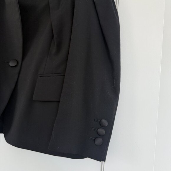 Sacai 21-05517 Mixed Media Blue Denim Jean Jacket Black Wool Sz 1 - Picture 7 of 11